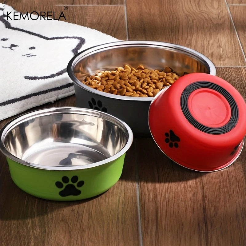 Non-Slip Stainless Steel Pet Bowl for Cats & Dogs – Large, Medium & Small Sizes