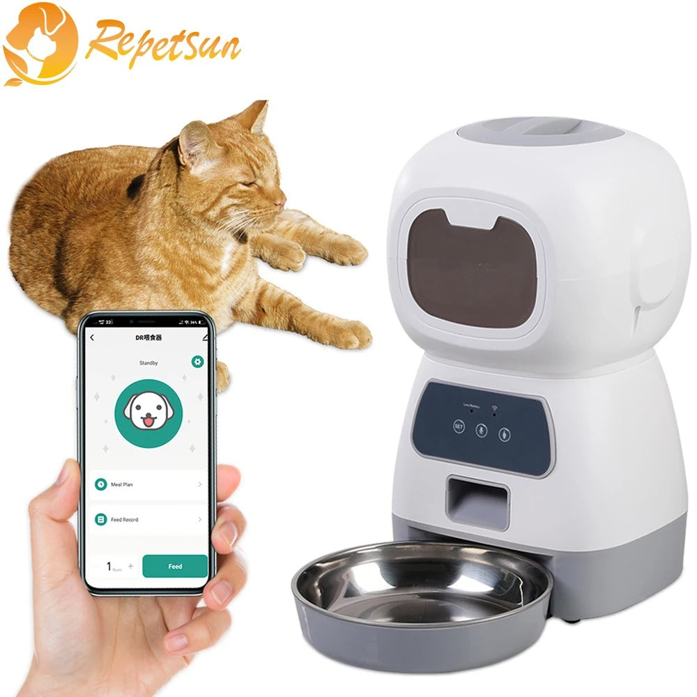 3.5L Smart Automatic Pet Feeder – WiFi Cat & Dog Food Dispenser with Voice Recorder