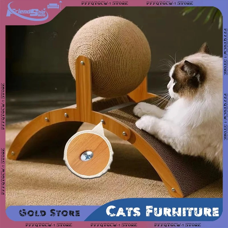2-in-1 Cat Scratcher – Sisal Ball with Ferris Wheel & Arch Bridge Toy
