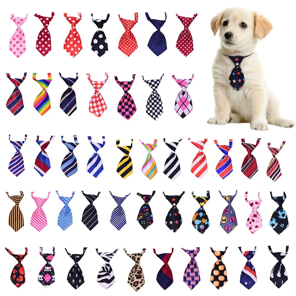 10PCS Pet Bowties – Solid Color Neckties for Small Dogs & Cats