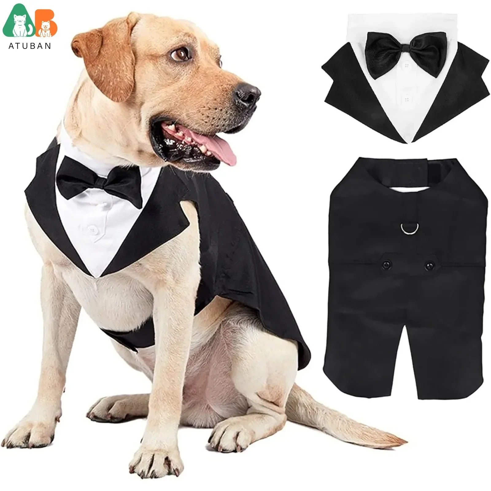 Dog Tuxedo Costume – Elegant Wedding Suit for Large & Medium Dogs