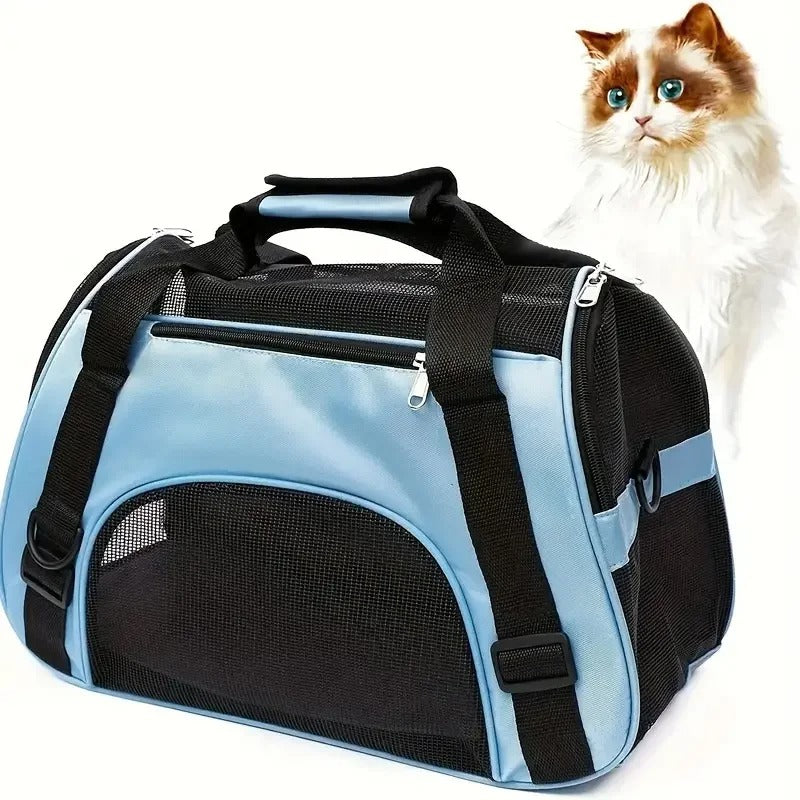 Portable Dog Cat Carrier Bag - Breathable Mesh Pet Travel Bag for Small Dogs and Cats