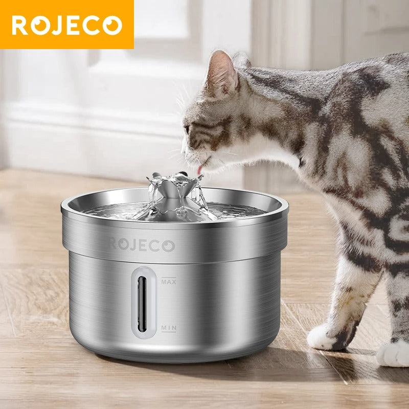 Stainless Steel Cat Water Fountain – Automatic Pet Drinking Dispenser with Smart Features