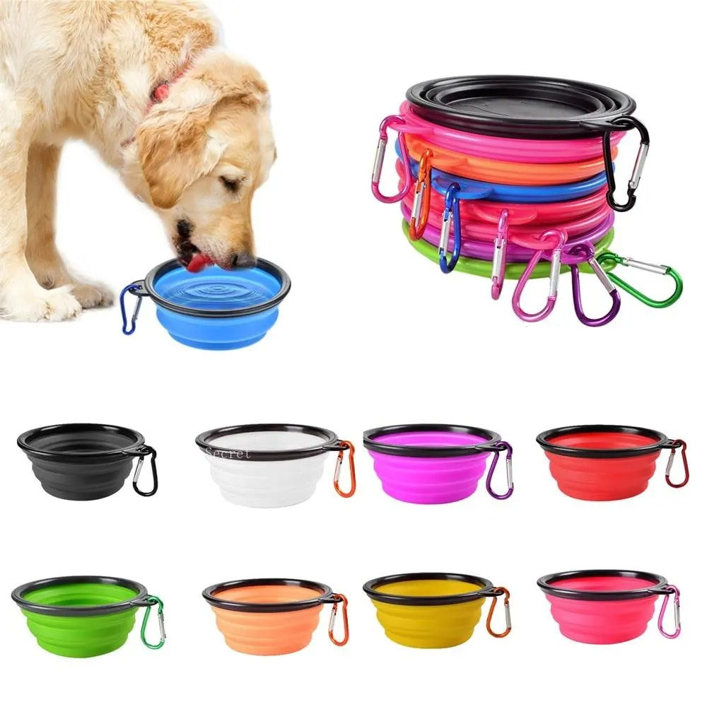 Collapsible Silicone Pet Bowl – Portable Travel Food & Water Dish with Carabiner