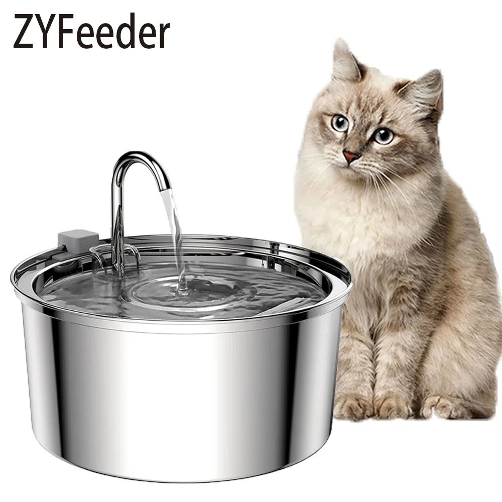 Stainless Steel Automatic Pet Water Fountain – Quiet USB Filtered Drinking Bowl for Cats & Dogs