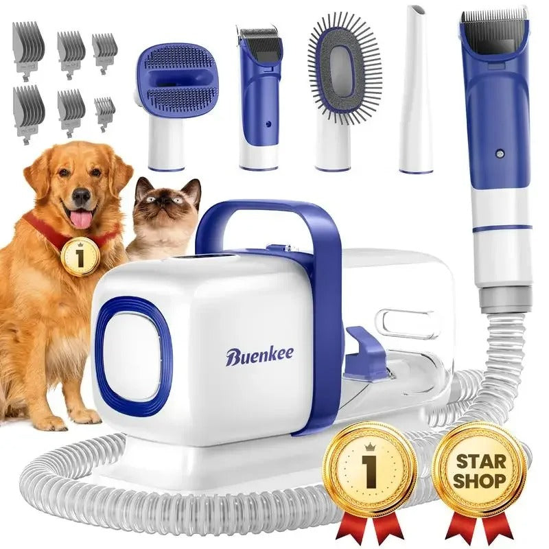 Pet Grooming Kit with Vacuum – Clippers, Shedding Brush & Cleaning Tool
