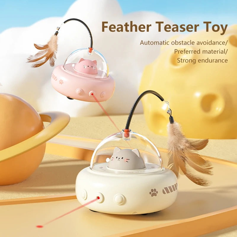 Smart Electric UFO Cat Toy – Interactive Feather Teaser with Bell