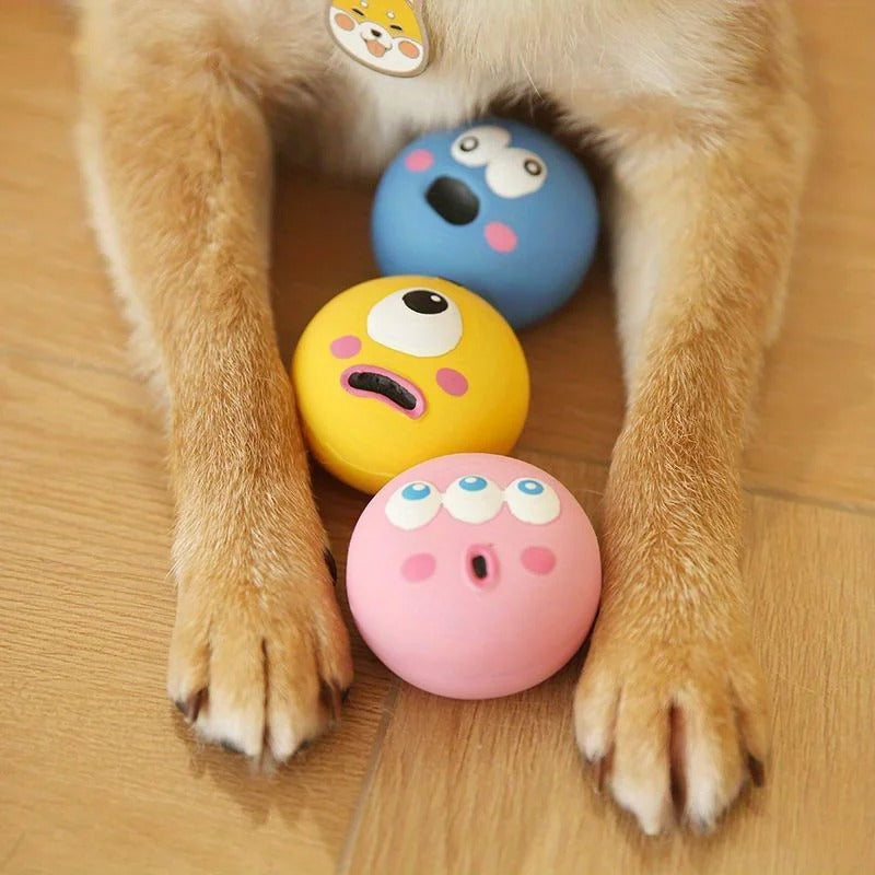 Cute Big Eyeball Squeaky Dog Toy – Durable Latex Chew & Training Ball