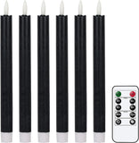 Genswin Halloween Black Taper Flameless Candles with Ghost Hand Candlesticks and Remote Timer, 2 Pcs Battery Operated Taper Candles with Holder and 3D Flame for Halloween Decor