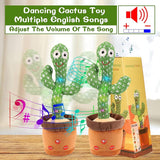 Emoin Dancing Cactus Baby Toys, Talking Cactus Toys Repeats What You Say Baby Boy Toys, Dancing Cactus Mimicking Toy with LED English Sing Talking 15 Second Voice Recorder
