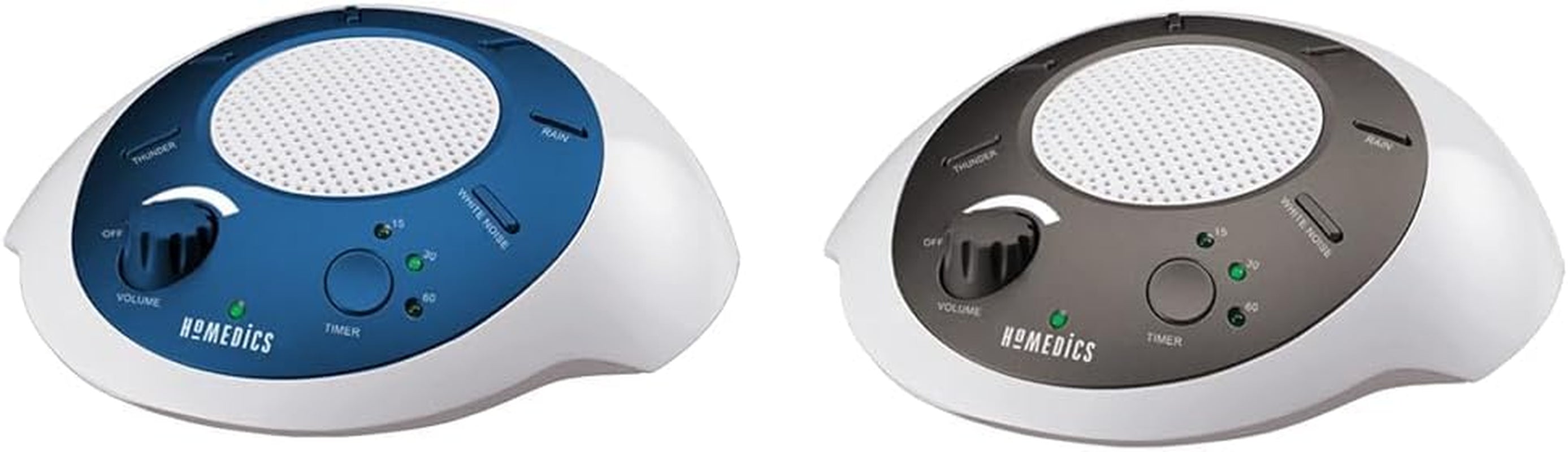Homedics Soundsleep White Noise Sound Machine, Silver, Small Travel Sound Machine with 6 Relaxing Nature Sounds, Portable Sound Therapy for Home, Office, Nursery, Auto-Off Timer, by Homedics