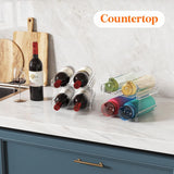 Lifewit Plastic Stackable Wine Rack for Refrigerator, Cabinet, Countertop,Wine Bottle Holder, Water Bottle Organizer for Fridge, Pantry, Hold 4 Bottles