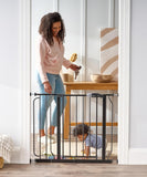 Easy Step 38.5-Inch Extra Wide Walk Thru Baby Gate, Award Winning Brand, Includes 6-Inch Extension Kit, 4 Pack Pressure Mount Kit, Black, 4 Pack Wall Cups and Mounting Kit