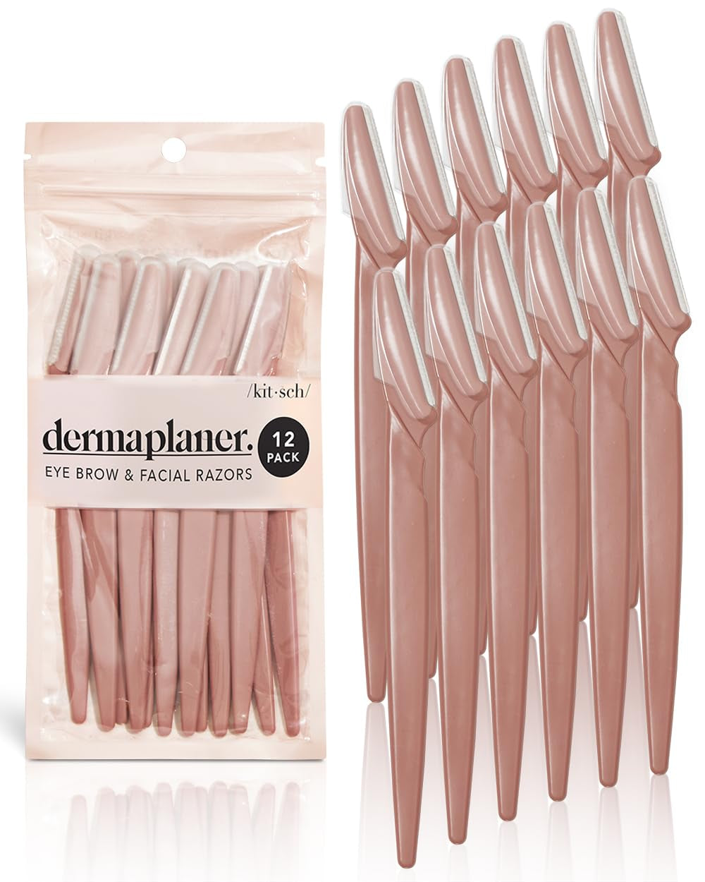 Herramienta de dermaplaning Kitsch: afeitadora facial y recortadora de cejas para mujeres y hombres, depilación facial
