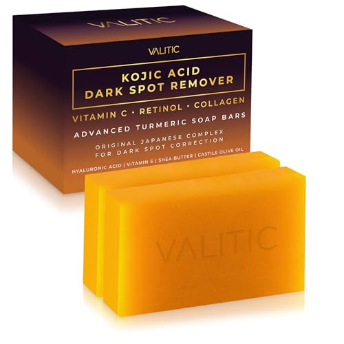 Kojic Acid Dark Spot Remover Soap with Vitamin C, Retinol & Turmeric – Skin Brightening, Anti-Aging, Hydrating Japanese Complex