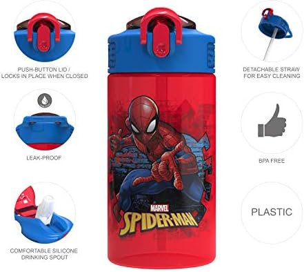 Kids Leak-Proof Spout Water Bottle with Carry Loop – 16oz BPA-Free Plastic
