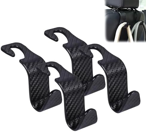 Car Seat Headrest Hooks – Universal 360° Rotating S-Type Storage Hangers for Bags, Coats, and Groceries