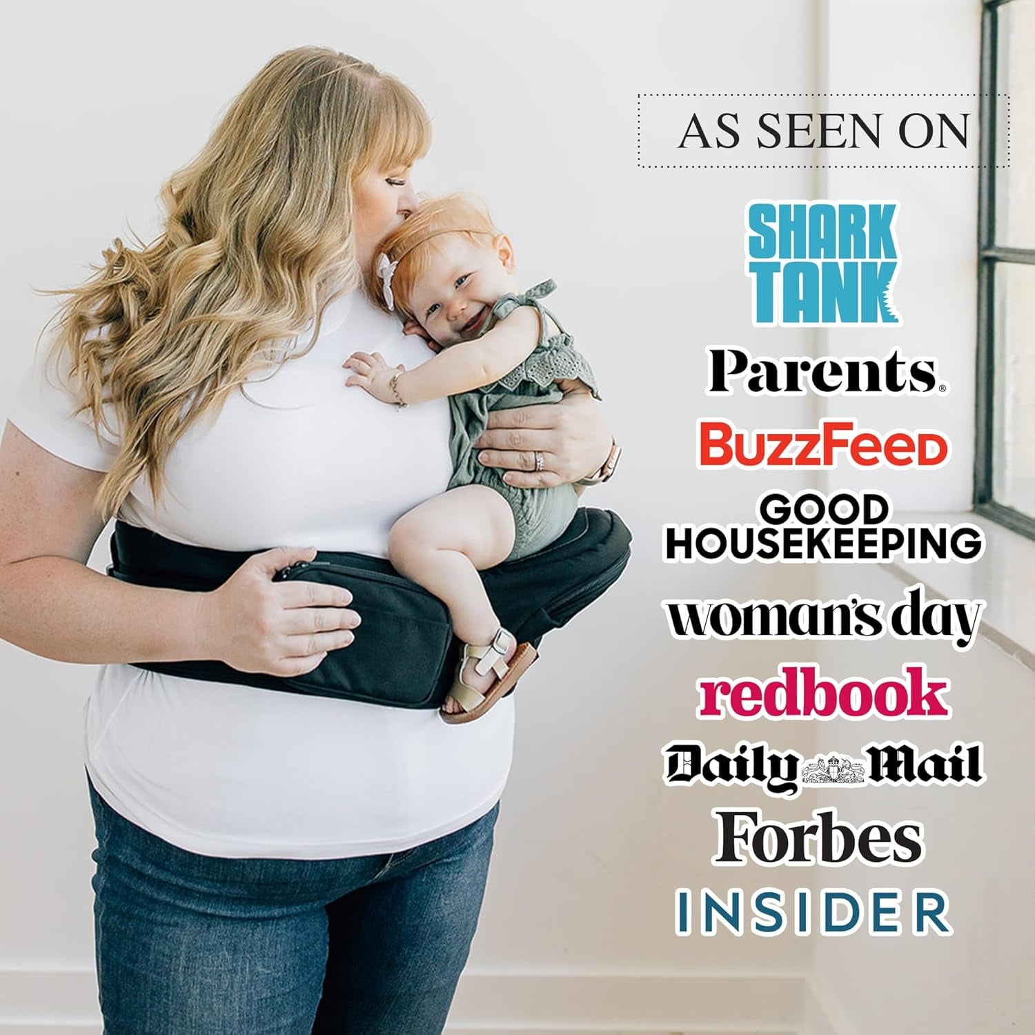 Tushbaby the Only Safety Certified Hip Seat Baby Carrier - as Seen on Shark Tank-Adjustable, Machine Washable, Ergonomic Newborn + Toddler + Child Carrier, Safe Ultra-Comfortable Waist Carrier Grey