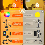 Sunset Lamp Projector with APP & Button Control, 360 Degree Rotation Multiple Colors Changing LED Lamp Night Light, Sunset Light for Bedroom Decor/Party/Christmas Gifts/Tiktok Live/Room Decor