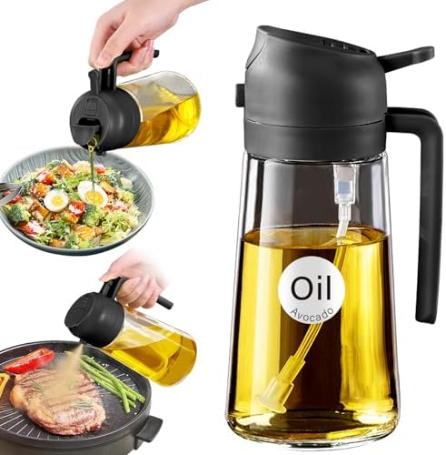 Glass Oil Sprayer and Dispenser – Refillable Cooking Spray Bottle with Portion Control