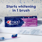 Teeth Whitening Toothpaste – 3D White Luminous Mint, Whitens Teeth & Strengthens Enamel, Pack of 4