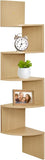 Corner Shelf,  5 Tier Shelves for Wall Storage, Easy-To-Assemble Floating Wall Mount Shelves for Offices, Bedrooms, Bathrooms, Kitchens, Living Rooms and Dorm Rooms, Espresso Finish