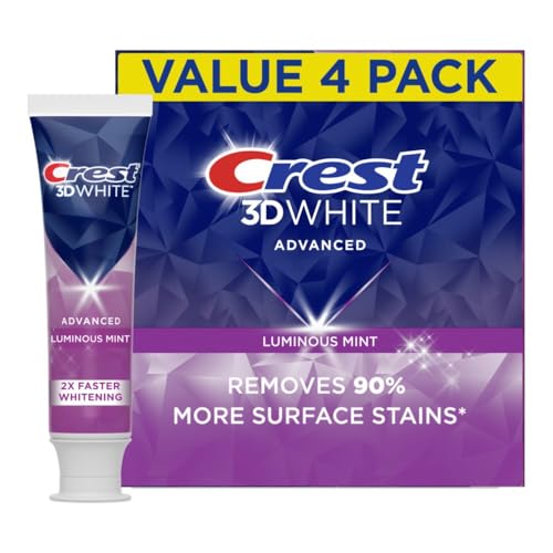Teeth Whitening Toothpaste – 3D White Luminous Mint, Whitens Teeth & Strengthens Enamel, Pack of 4