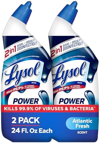Toilet Bowl Cleaner Gel – Max Strength Disinfecting & Stain-Removing Bathroom Cleaner, Bleach-Free, Atlantic Fresh Scent, 24 oz (2 Pack)