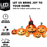 7 FT Long Halloween Inflatables Pumpkin Outdoor Decorations, 7 Pumpkins outside Decoration with Witch'S Cat with Build-In Leds Blow up Inflatables for Halloween Party Yard Lawn Garden Decor