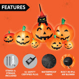 7 FT Long Halloween Inflatables Pumpkin Outdoor Decorations, 7 Pumpkins outside Decoration with Witch'S Cat with Build-In Leds Blow up Inflatables for Halloween Party Yard Lawn Garden Decor