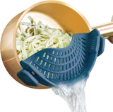 AUOON Clip on Strainer Silicone for All Pots and Pans, Pasta Strainer Clip on Food Strainer for Meat Vegetables Fruit Silicone Kitchen Colander