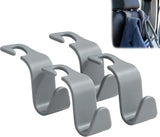 Car Seat Headrest Hooks – Universal 360° Rotating S-Type Storage Hangers for Bags, Coats, and Groceries