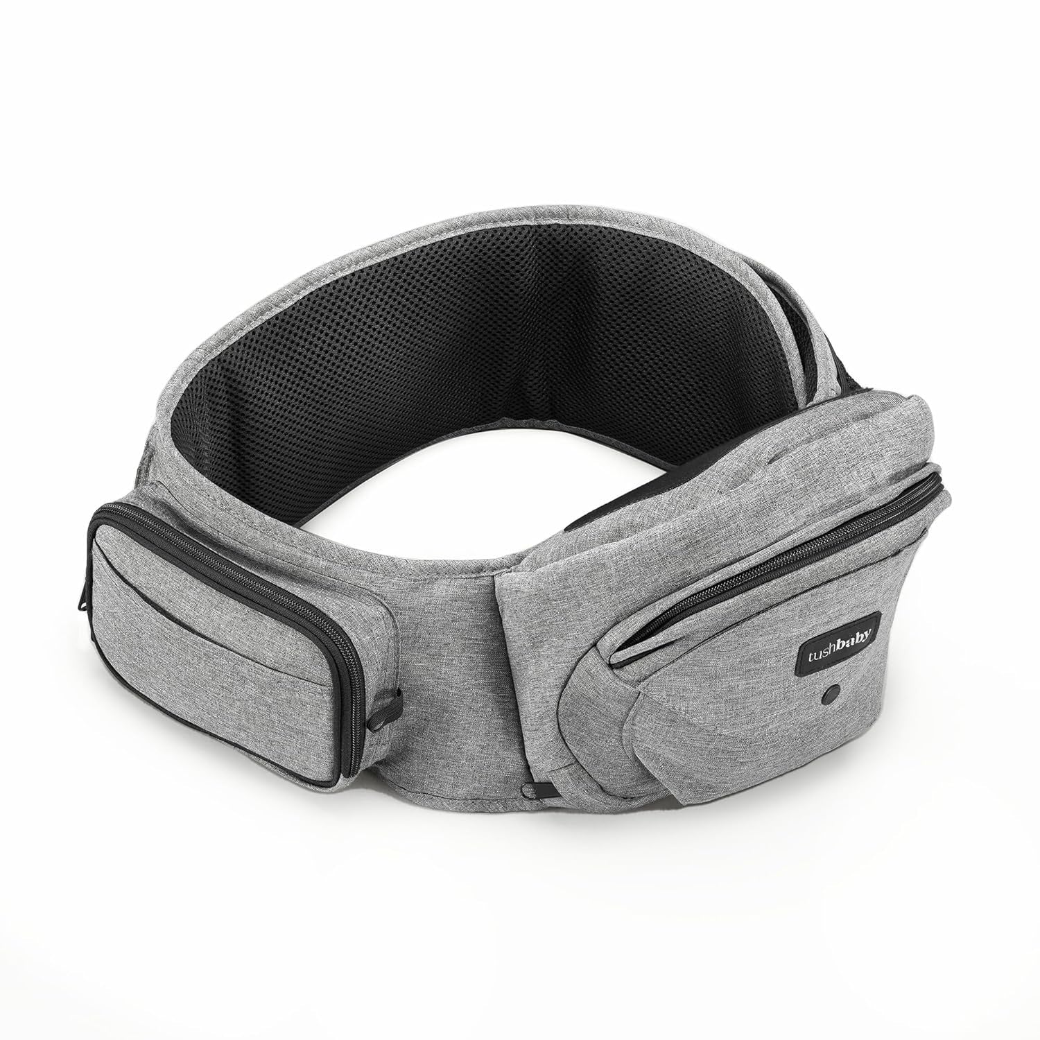 Tushbaby the Only Safety Certified Hip Seat Baby Carrier - as Seen on Shark Tank-Adjustable, Machine Washable, Ergonomic Newborn + Toddler + Child Carrier, Safe Ultra-Comfortable Waist Carrier Grey