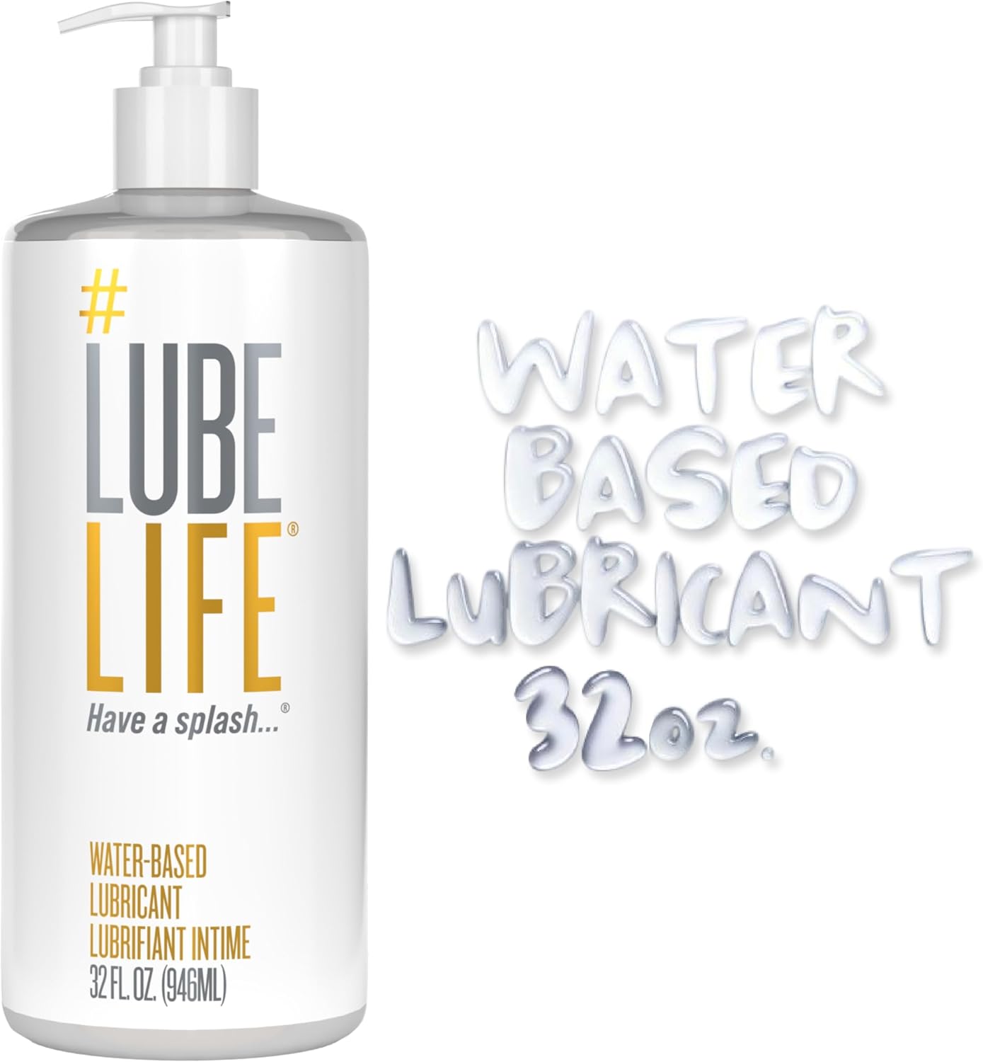 Lube Life Water-Based Personal Lubricant, Lube for Men, Women and Couples, Non-Staining, 12 Fl Oz