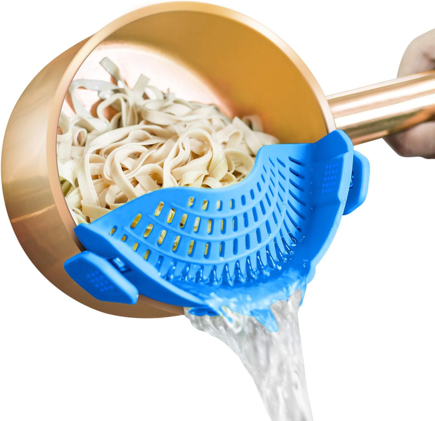 AUOON Clip on Strainer Silicone for All Pots and Pans, Pasta Strainer Clip on Food Strainer for Meat Vegetables Fruit Silicone Kitchen Colander