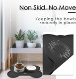 Super Design Dog Food Mat Dog Bowl Mat for Food and Water Silicone Non Spill Cat Feeding Mat Puppy Placemat Waterproof - 20.5" X 14.5", Black