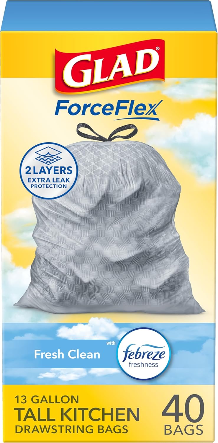 Tall Kitchen Trash Bags – 13 Gallon Odor-Resistant Drawstring Bags with Fresh Scent, 110 Count