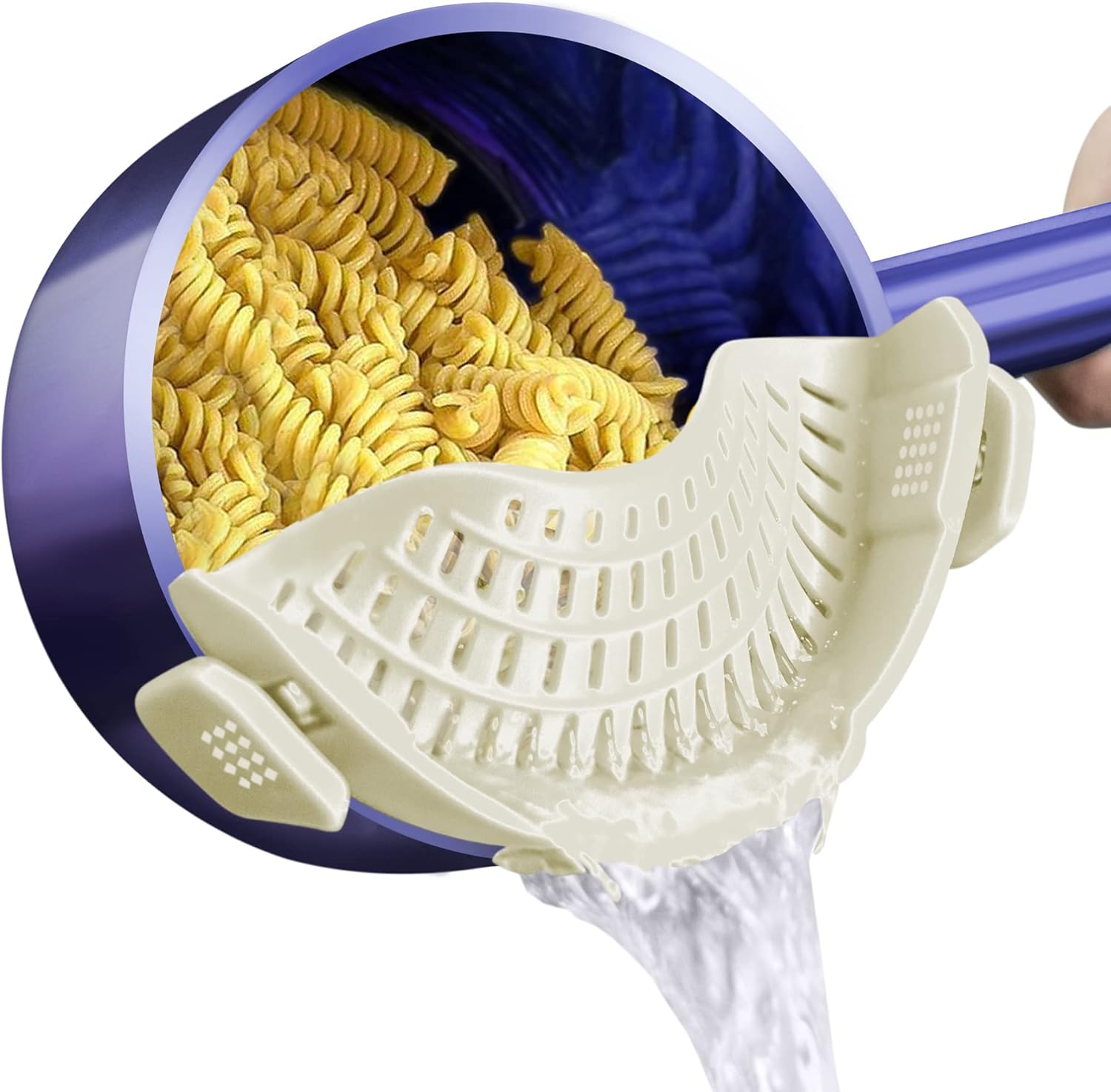 AUOON Clip on Strainer Silicone for All Pots and Pans, Pasta Strainer Clip on Food Strainer for Meat Vegetables Fruit Silicone Kitchen Colander