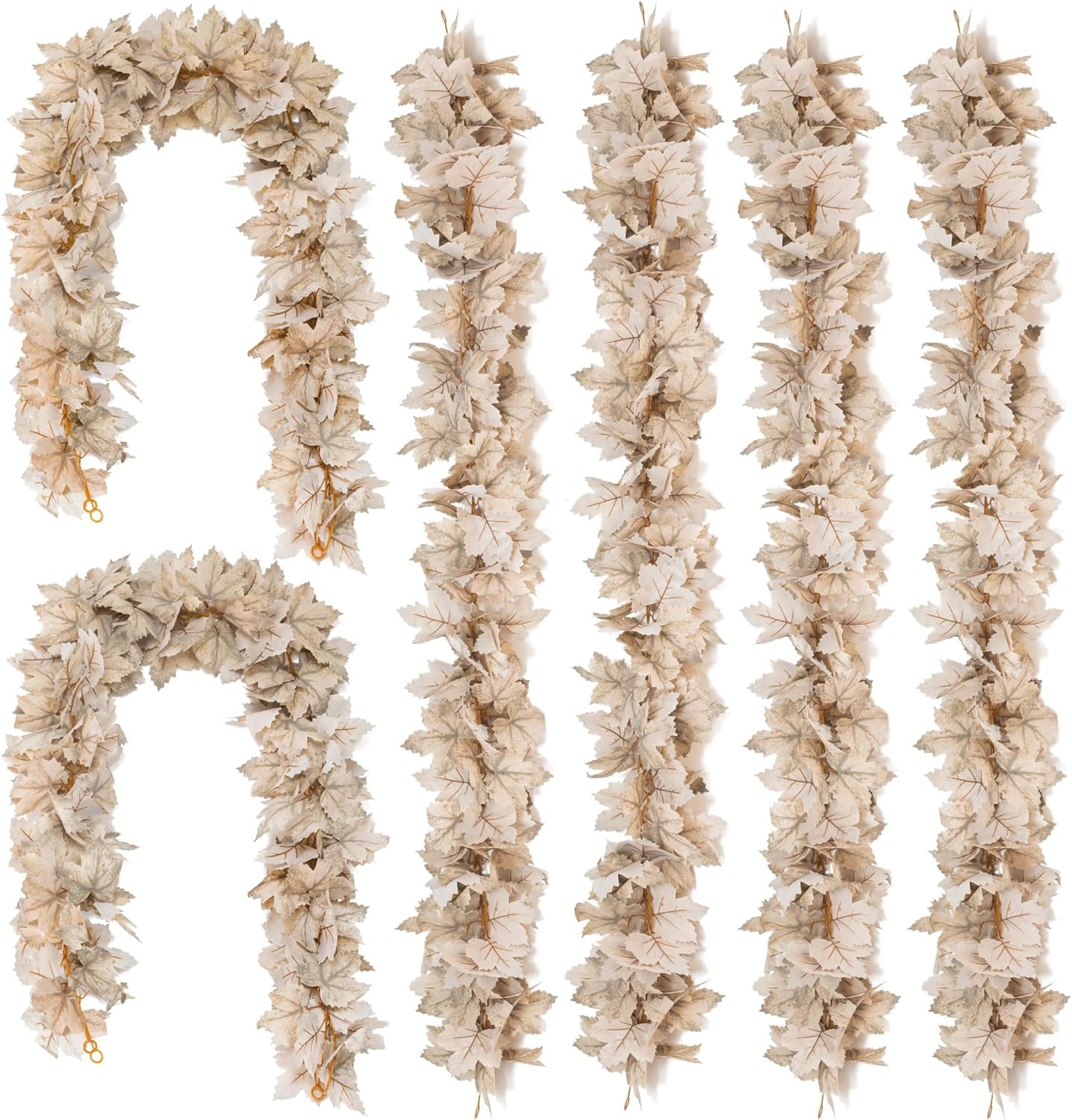 6PCS Fall Maple Leaves Garland, Party Joy 5.6Ft Artificial Maple Leaf Autumn Garland Hanging Fall Vines Table Decorations Front Door Fall Decor Thanksgiving Decorations Decor outside Indoor Decor