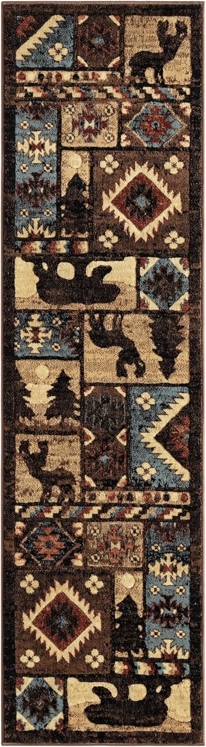 Home Dynamix Buffalo Bear Area Rug, 1'10"X6'10", Brown/ Red, Rectangular