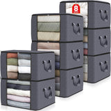 Fab Totes 6-Pack Foldable Fabric Storage Bags for Clothes and Blankets, Grey and Black