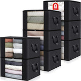 Fab Totes 6-Pack Foldable Fabric Storage Bags for Clothes and Blankets, Grey and Black