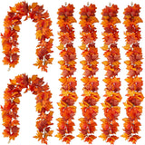 6PCS Fall Maple Leaves Garland, Party Joy 5.6Ft Artificial Maple Leaf Autumn Garland Hanging Fall Vines Table Decorations Front Door Fall Decor Thanksgiving Decorations Decor outside Indoor Decor