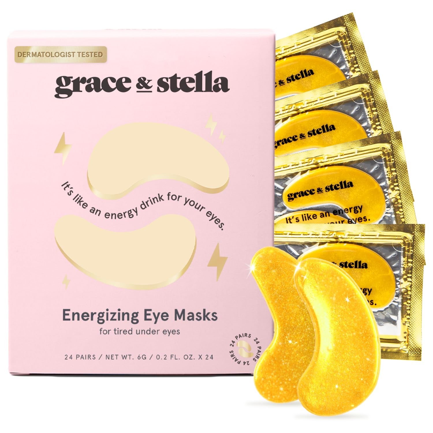 Mascarillas para debajo de los ojos Grace & Stella: parches de gel para ojeras, bolsas y arrugas, veganos, 24 pares