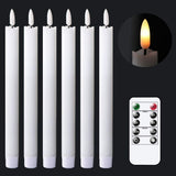 Genswin Halloween Black Taper Flameless Candles with Ghost Hand Candlesticks and Remote Timer, 2 Pcs Battery Operated Taper Candles with Holder and 3D Flame for Halloween Decor