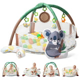 4-In-1 Baby Play Gym, Activity Gym Ball Pit with Detachable Anti-Slip Thickening Tummy Time Mat with Sensory Toys for Newborn Infant Toddler to Develop Motor and Cognition