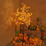 LIGHTSHARE 6FT 120LED Artificial Lighted Maple Tree Warm White Fall Decorations Indoor Ourdoor, Orange