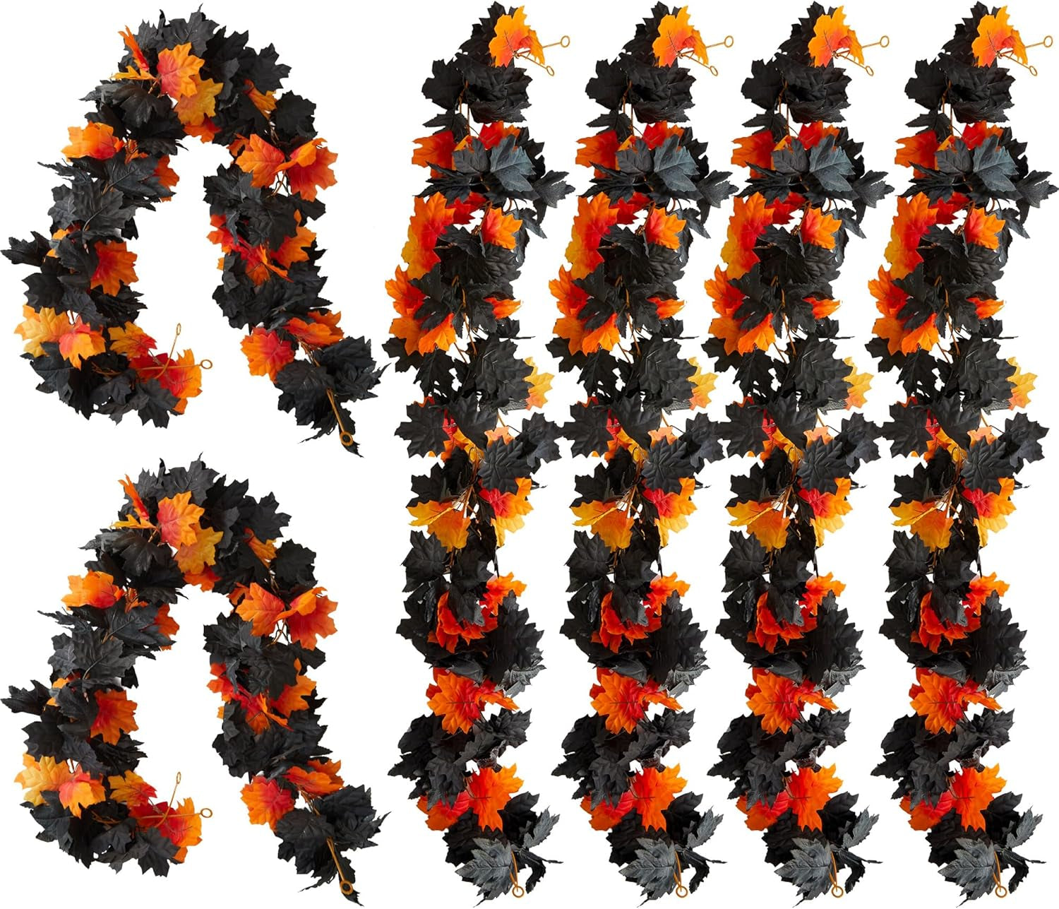 6PCS Fall Maple Leaves Garland, Party Joy 5.6Ft Artificial Maple Leaf Autumn Garland Hanging Fall Vines Table Decorations Front Door Fall Decor Thanksgiving Decorations Decor outside Indoor Decor