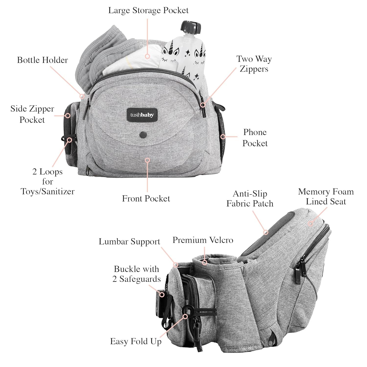 Safety-Certified Hip Seat Baby Carrier – Ergonomic, Adjustable & Machine Washable