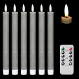 Genswin Halloween Black Taper Flameless Candles with Ghost Hand Candlesticks and Remote Timer, 2 Pcs Battery Operated Taper Candles with Holder and 3D Flame for Halloween Decor